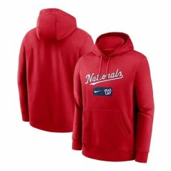 Cheap ๐ Nike Men's Red Washington Nationals Team Lettering Club Pullover Hoodie ๐
