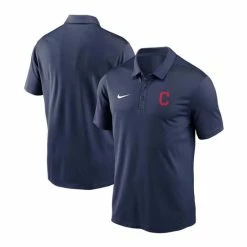 New 🎁 Nike Men's Navy Cleveland Indians Team Logo Franchise Performance Polo 😀