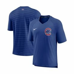Discount 🎁 Nike Men's Royal Chicago Cubs Authentic Collection Pregame Performance V-Neck T-shirt 🤩