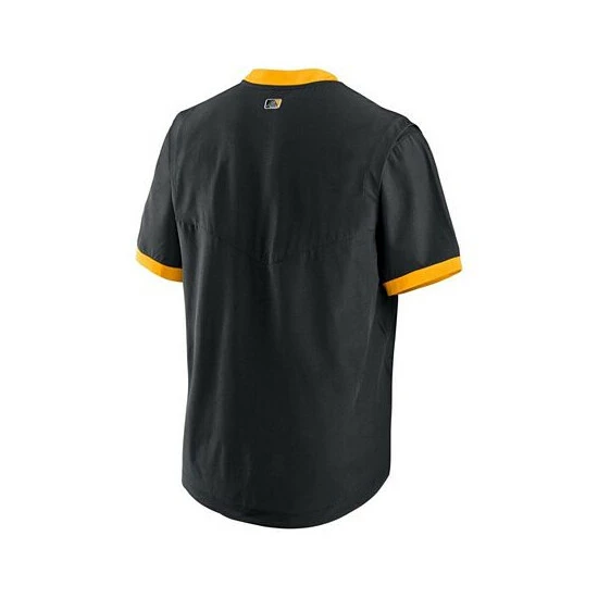 Best Sale 🎉 Nike Men's Black, Gold-Tone Pittsburgh Pirates Authentic Collection Short Sleeve Hot Pullover Jacket 🎁 4 Best Sale 🎉 Nike Men's Black, Gold-Tone Pittsburgh Pirates Authentic Collection Short Sleeve Hot Pullover Jacket 🎁 - Image 2