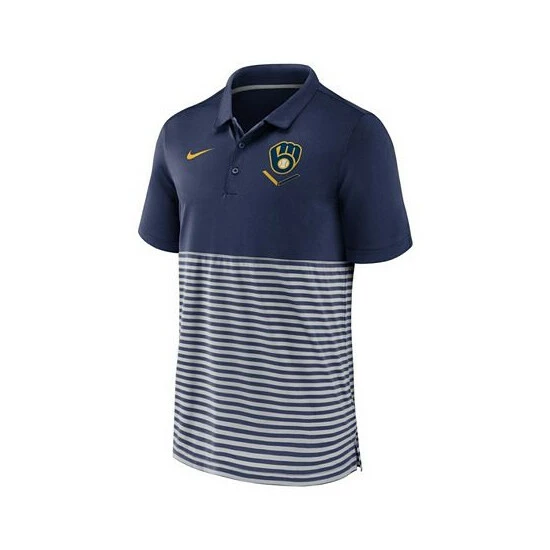 New ๐คฉ Nike Men's Navy-Gray Milwaukee Brewers Home Plate Striped Polo ๐ฏ 4 New ๐คฉ Nike Men's Navy-Gray Milwaukee Brewers Home Plate Striped Polo ๐ฏ - Image 2