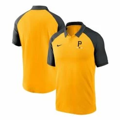 Wholesale 🥰 Nike Men's Gold Pittsburgh Pirates Legacy Tri-Blend Raglan Performance Polo 🎉