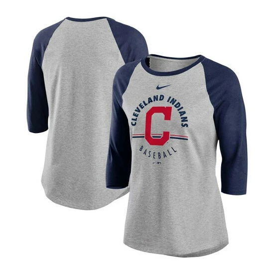 Best Sale ๐ Nike ๐ฉ Women's Gray, Navy Cleveland Indians Encircled Tri-Blend 3/4-Sleeve Raglan T-shirt ๐ 3 Best Sale ๐ Nike ๐ฉ Women's Gray, Navy Cleveland Indians Encircled Tri-Blend 3/4-Sleeve Raglan T-shirt ๐