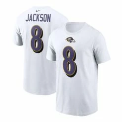 Flash Sale 🧨 Nike Men's Lamar Jackson White Baltimore Ravens Name And Number T-shirt 🛒