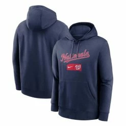 Best Pirce 🛒 Nike Men's Navy Washington Nationals Team Lettering Club Pullover Hoodie ✔️