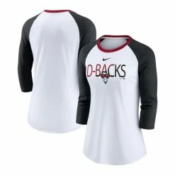 Best Pirce 😍 Nike 👩 Women's White, Heathered Black Arizona Diamondbacks Color Split Tri-Blend 3/4 Sleeve Raglan T-shirt ❤️