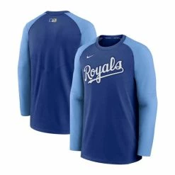 Wholesale 🤩 Nike Men's Royal, Light Blue Kansas City Royals Authentic Collection Pregame Performance Raglan Pullover Sweatshirt 🔥