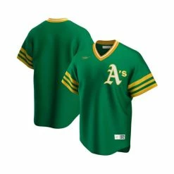 Wholesale ✔️ Nike Men's Kelly Green Oakland Athletics Road Cooperstown Collection Team Jersey ✔️