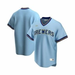 Budget 🔥 Nike Men's Powder Blue Milwaukee Brewers Road Cooperstown Collection Team Jersey 🛒
