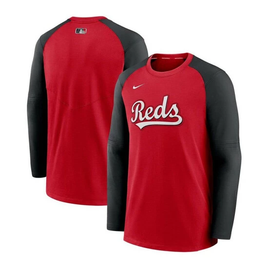 Brand new โ Nike Men's Red, Black Cincinnati Reds Authentic Collection Pregame Performance Raglan Pullover Sweatshirt ๐ฏ 3 Brand new โ Nike Men's Red, Black Cincinnati Reds Authentic Collection Pregame Performance Raglan Pullover Sweatshirt ๐ฏ