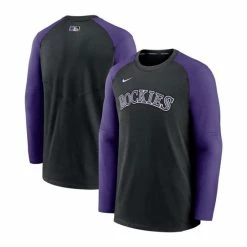 Budget ๐ Nike Men's Black, Purple Colorado Rockies Authentic Collection Pregame Performance Pullover Sweatshirt ๐
