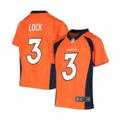 New 🤩 Nike Youth Boys And 👧 Girls Drew Lock Orange Denver Broncos Player Game Jersey 🎁