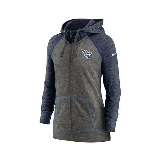 Outlet ๐ Nike ๐ฉ Women's Heathered Charcoal, Navy Tennessee Titans Gym Vintage-Like Raglan Full-Zip Hoodie Heather Charcoal ๐ 4 Outlet ๐ Nike ๐ฉ Women's Heathered Charcoal, Navy Tennessee Titans Gym Vintage-Like Raglan Full-Zip Hoodie Heather Charcoal ๐ - Image 2