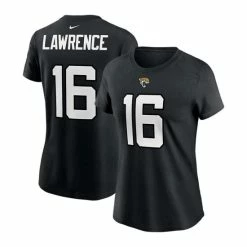 Best Sale ๐ Nike ๐ฉ Women's Trevor Lawrence Black Jacksonville Jaguars 2021 NFL Draft First Round Pick Player Name Number T-shirt โ๏ธ