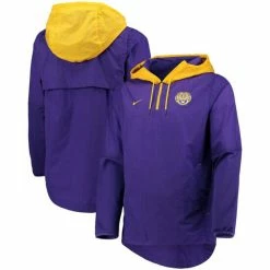 Deals 😉 Nike Men's Purple, Gold LSU Tigers Player Quarter-Zip Jacket Purple, Gold-tone 💯