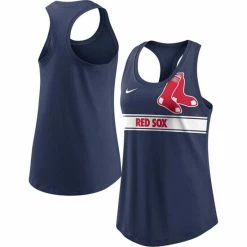 Best Sale 🌟 Nike 👩 Women's Navy Boston Red Sox Cropped Logo Performance Racerback Tank Top 🧨