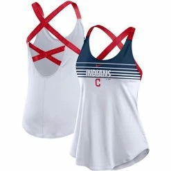 Cheap โ๏ธ Nike ๐ฉ Women's White Cleveland Indians Rising Stripe Elastika Performance Tank Top โญ