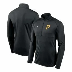 Discount 👏 Nike Men's Black Pittsburgh Pirates Team Logo Element Performance Half-Zip Pullover Jacket 🔔