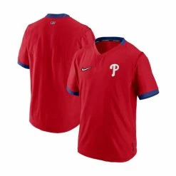 Top 10 🧨 Nike Men's Red, Royal Philadelphia Phillies Authentic Collection Short Sleeve Hot Pullover Jacket ⌛