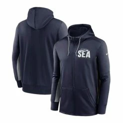 Brand new ๐ Nike Men's College Navy, Gray Seattle Seahawks Mascot Performance Full-Zip Hoodie ๐
