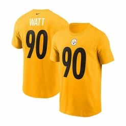 Wholesale 🎁 Nike Men's T.J. Watt Gold Pittsburgh Steelers Name And Number T-shirt 🎁