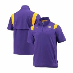 Deals 🧨 Nike Men's Purple LSU Tigers 2021 Coaches Short Sleeve Quarter-Zip Jacket 😉