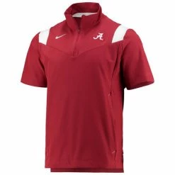 New ✔️ Nike Men's Crimson Alabama Crimson Tide 2021 Coaches Short Sleeve Quarter-Zip Jacket ❤️ -Outlet Nike Store unnamed file 2311