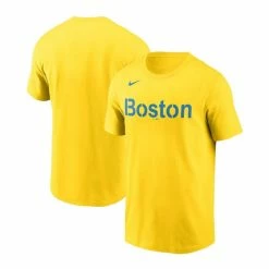 Cheap 🎁 Nike Men's Gold Boston Red Sox 2021 City Connect Wordmark T-shirt 🎉