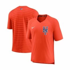 New โ Nike Men's Orange New York Mets Authentic Collection Pregame Performance V-Neck T-shirt ๐ฏ