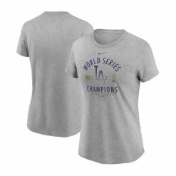 Cheap 🔥 Nike 👩 Women's Heather Charcoal Los Angeles Dodgers 2020 World Series Champions T-shirt 😍