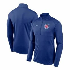 Outlet 👍 Nike Men's Royal Chicago Cubs Team Logo Element Performance Half-Zip Pullover Jacket 🔔
