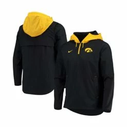 Deals 👏 Nike Men's Black, Gold Iowa Hawkeyes Player Quarter-Zip Jacket Black, Gold-tone ✔️