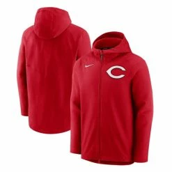 Best Pirce 💯 Nike Men's Red Cincinnati Reds Authentic Collection Pregame Performance Full-Zip Hoodie 😍