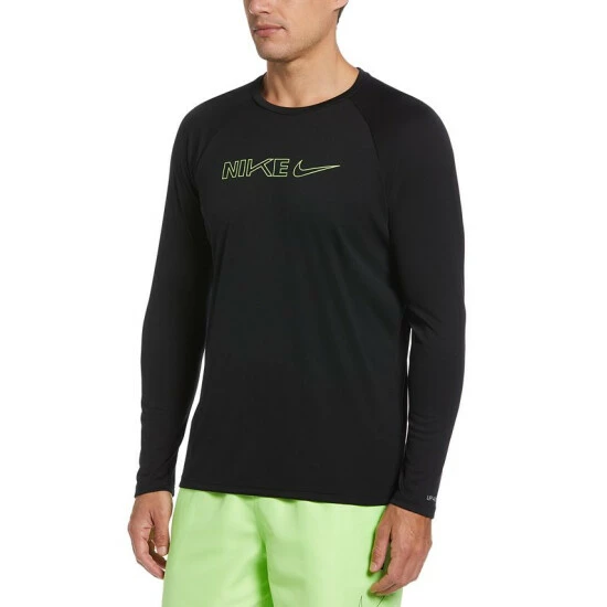 Wholesale ⌛ Nike Men's Logo Swoosh Long-Sleeve Hydroguard 👕 Shirt Black 👏 3 Wholesale ⌛ Nike Men's Logo Swoosh Long-Sleeve Hydroguard 👕 Shirt Black 👏