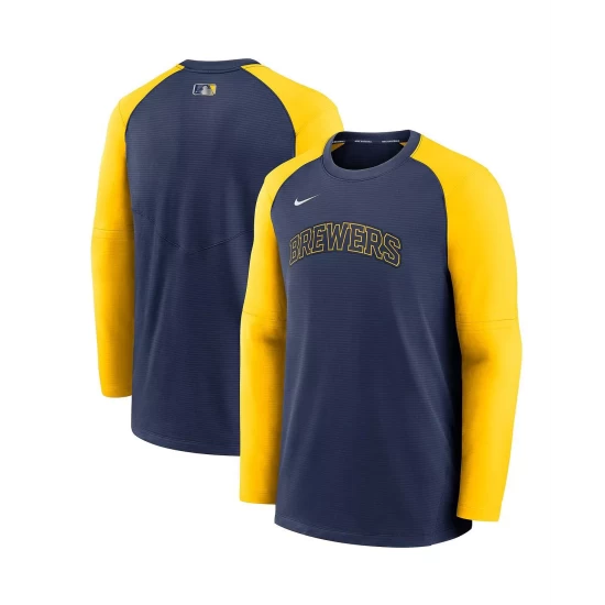 Cheap ๐งจ Nike Men's Navy, Gold Milwaukee Brewers Authentic Collection Pregame Performance Raglan Pullover Sweatshirt โญ 5 Cheap ๐งจ Nike Men's Navy, Gold Milwaukee Brewers Authentic Collection Pregame Performance Raglan Pullover Sweatshirt โญ - Image 3