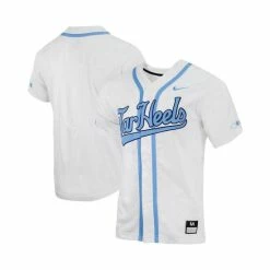 Best Pirce 😍 Nike Men's White North Carolina Tar 👠 Heels Replica Full-Button ⚾ Baseball Jersey 👏
