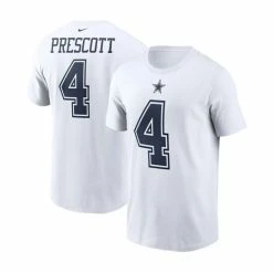 Outlet ⭐ Nike Men's Dak Prescott White Dallas Cowboys Name And Number T-shirt 😉