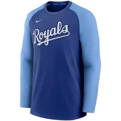 Wholesale 🤩 Nike Men's Royal, Light Blue Kansas City Royals Authentic Collection Pregame Performance Raglan Pullover Sweatshirt 🔥 -Outlet Nike Store unnamed file 457