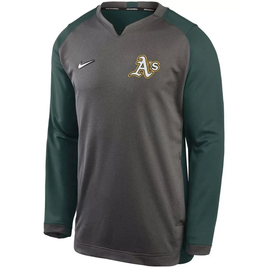 Deals ⌛ Nike Men's Charcoal, Green Oakland Athletics Authentic Collection Thermal Crew Performance Pullover Sweatshirt 😉 6 Deals ⌛ Nike Men's Charcoal, Green Oakland Athletics Authentic Collection Thermal Crew Performance Pullover Sweatshirt 😉 - Image 4