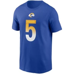 New ❤️ Nike Men's Jalen Ramsey Royal Los Angeles Rams Player Name Number T-shirt ❤️ -Outlet Nike Store unnamed file 657