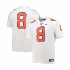 Hot Sale 👍 Nike Men's Big And Tall 8 White Clemson Tigers Game Jersey 🤩